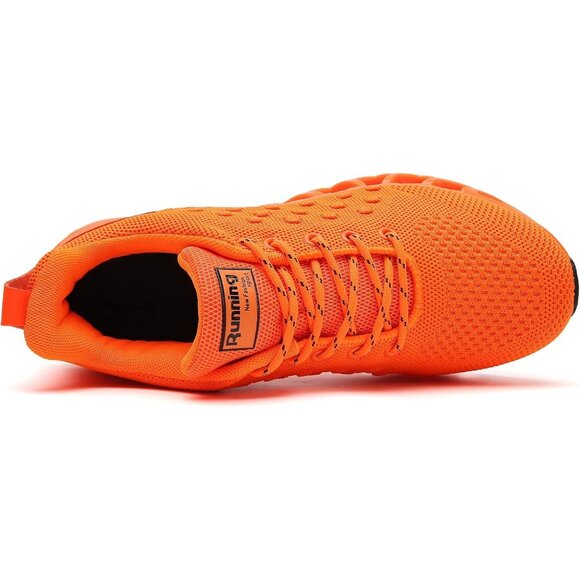 Women's Orange Running Walking Non Slip Tennis Blade Athletic Sneakers Shoes - Picture 2 of 5